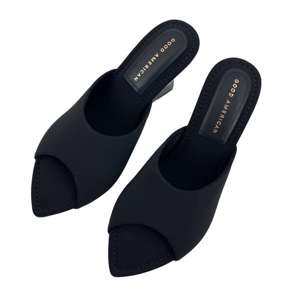 Good American Clear Wedge Sandals Size 7.5 Neoprene GA368N-X - Picture 4 of 7